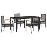 Set da Pranzo per Giardino con cuscino 5 pcs Nero Rattan