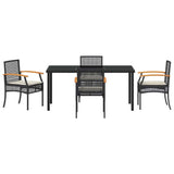 Set da Pranzo per Giardino con cuscino 5 pcs Nero Rattan