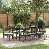 Set da Pranzo per Giardino con cuscino 9 pcs Nero Rattan