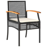 Set da Pranzo per Giardino con cuscino 9 pcs Nero Rattan