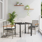 Set da Pranzo per Giardino 3 pcs Grigio e Nero Rattan