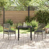 Set da Pranzo per Giardino 3 pcs Grigio e Nero Rattan