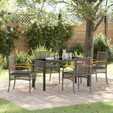 Set da Pranzo per Giardino 5 pcs Grigio e Nero Rattan