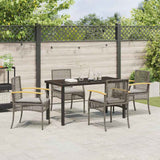 Set da Pranzo per Giardino 5 pcs Grigio e Nero Rattan
