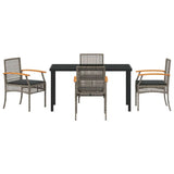 Set da Pranzo per Giardino 5 pcs Grigio e Nero Rattan