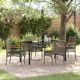 Set da Pranzo per Giardino 5 pcs Grigio e Nero Rattan