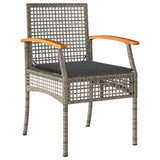 Set da Pranzo per Giardino 5 pcs Grigio e Nero Rattan