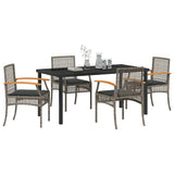 Set da Pranzo per Giardino 5 pcs Grigio e Nero Rattan