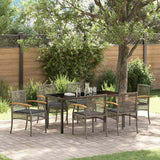 Set da Pranzo per Giardino 7 pcs Grigio e Nero Rattan