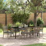 Set da Pranzo per Giardino 7 pcs Grigio e Nero Rattan