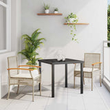 Set da Pranzo per Giardino 3 pcs Beige e Nero Rattan