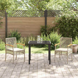 Set da Pranzo per Giardino 3 pcs Beige e Nero Rattan