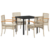 Set da Pranzo per Giardino 5 pcs Beige e Nero Rattan