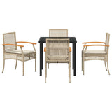 Set da Pranzo per Giardino 5 pcs Beige e Nero Rattan
