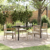 Set da Pranzo per Giardino 5 pcs Beige e Nero Rattan