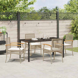 Set da Pranzo per Giardino 5 pcs Beige e Nero Rattan