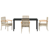 Set da Pranzo per Giardino 5 pcs Beige e Nero Rattan