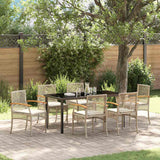 Set da Pranzo per Giardino 7 pcs Beige e Nero Rattan