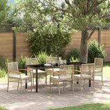 Set da Pranzo per Giardino 7 pcs Beige e Nero Rattan