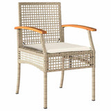 Set da Pranzo per Giardino 7 pcs Beige e Nero Rattan