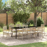 Set da Pranzo per Giardino 9 pcs Beige e Nero Rattan