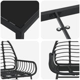 Set da Pranzo per Giardino 7 pcs Nero polyrattan