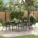 Set da Pranzo per Giardino 7 pcs Nero polyrattan