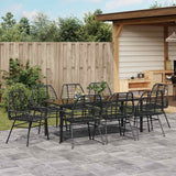 Set da Pranzo per Giardino 9 pcs Nero polyrattan