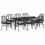 Set da Pranzo per Giardino 9 pcs Nero polyrattan