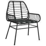 Set da Pranzo per Giardino 9 pcs Nero polyrattan