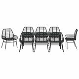 Set da Pranzo per Giardino 9 pcs Nero polyrattan