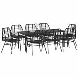 Set da Pranzo per Giardino 9 pcs Nero polyrattan