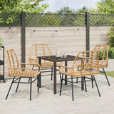 Set da Pranzo per Giardino 5 pcs Marrone polyrattan