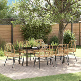 Set da Pranzo per Giardino 7 pcs Marrone polyrattan