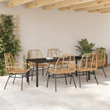 Set da Pranzo per Giardino 7 pcs Marrone polyrattan
