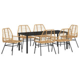 Set da Pranzo per Giardino 7 pcs Marrone polyrattan