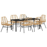 Set da Pranzo per Giardino 7 pcs Marrone polyrattan