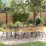 Set da Pranzo per Giardino 9 pcs Marrone polyrattan