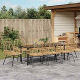 Set da Pranzo per Giardino 9 pcs Marrone polyrattan