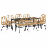 Set da Pranzo per Giardino 9 pcs Marrone polyrattan