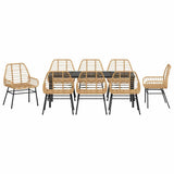 Set da Pranzo per Giardino 9 pcs Marrone polyrattan