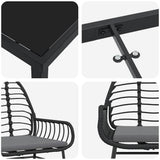 Set da Pranzo per Giardino 5 pcs Nero polyrattan