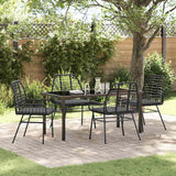 Set da Pranzo per Giardino 5 pcs Nero polyrattan