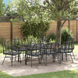 Set da Pranzo per Giardino 9 pcs Nero polyrattan