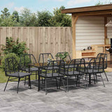 Set da Pranzo per Giardino 9 pcs Nero polyrattan