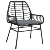Set da Pranzo per Giardino 9 pcs Nero polyrattan