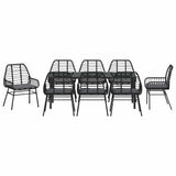 Set da Pranzo per Giardino 9 pcs Nero polyrattan