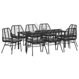 Set da Pranzo per Giardino 9 pcs Nero polyrattan
