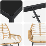 Set da Pranzo per Giardino 5 pcs Marrone polyrattan