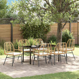 Set da Pranzo per Giardino 7 pcs Marrone polyrattan